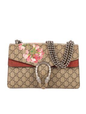 Gucci Blooms Dionysus Beige Burgundy Supreme Canvas Shoulder Bag
